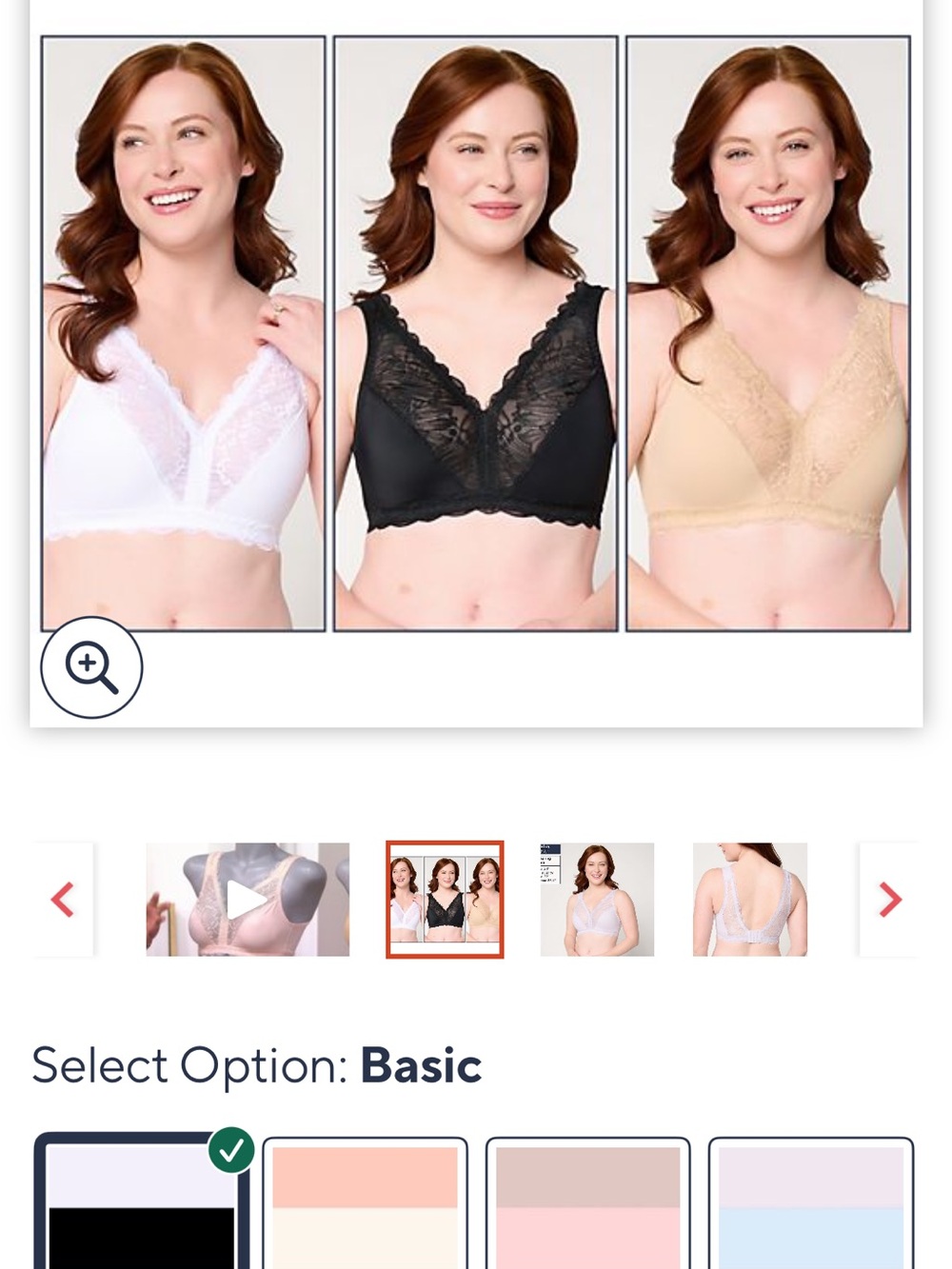 Breezies Soft Support Lace Wirefree Unlined Bra Set of 3 in White, Black & Tan.